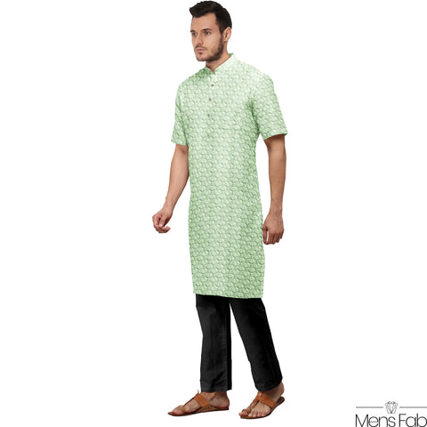 COTTON STRAIGHT MEN'S KURTA WITH SEQUIN