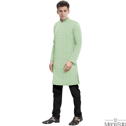 COTTON STRAIGHT MEN'S KURTA WITH SEQUIN