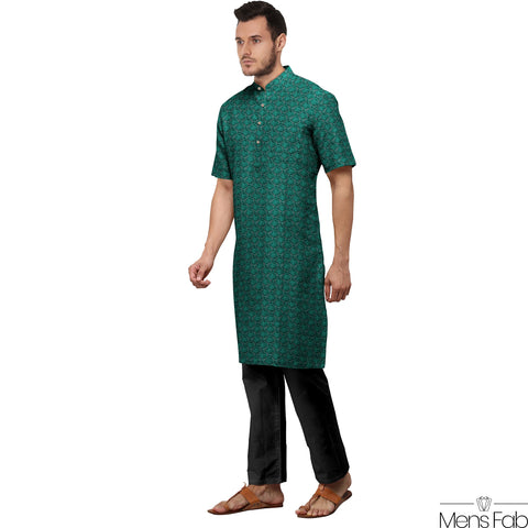 COTTON STRAIGHT MEN'S KURTA WITH SEQUIN