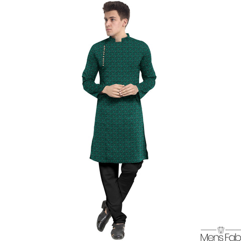 COTTON STRAIGHT MEN'S KURTA WITH SEQUIN