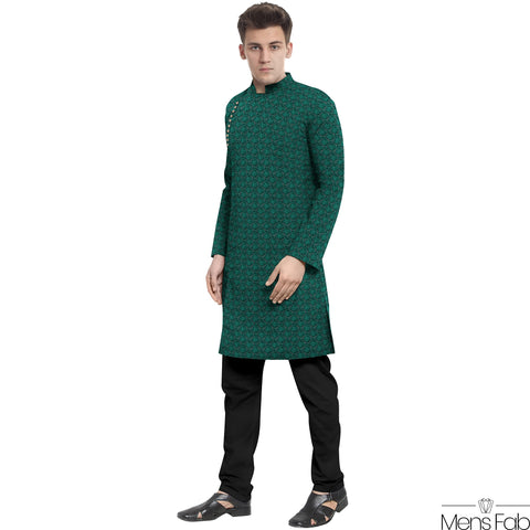 COTTON STRAIGHT MEN'S KURTA WITH SEQUIN