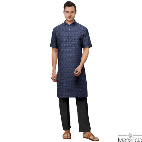 COTTON STRAIGHT MEN'S KURTA WITH SEQUIN