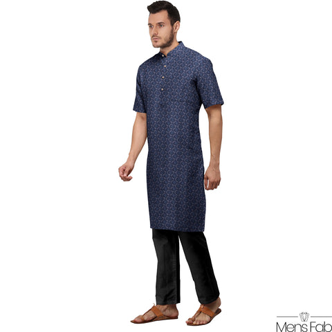 COTTON STRAIGHT MEN'S KURTA WITH SEQUIN