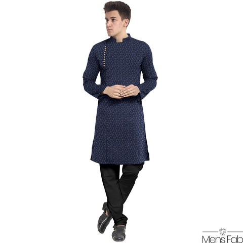 COTTON STRAIGHT MEN'S KURTA WITH SEQUIN