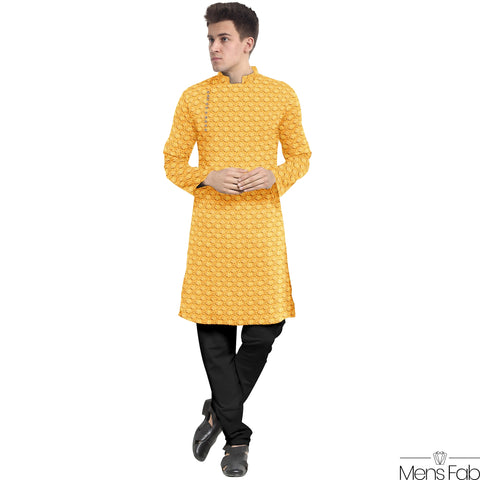 COTTON STRAIGHT MEN'S KURTA WITH SEQUIN