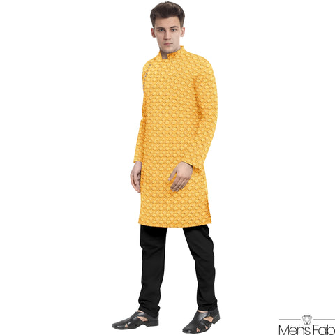 COTTON STRAIGHT MEN'S KURTA WITH SEQUIN